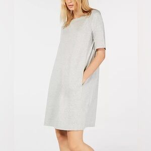 Eileen Fisher. Gray Tshirt Dress with Pockets. Size medium. Gray Speckled.